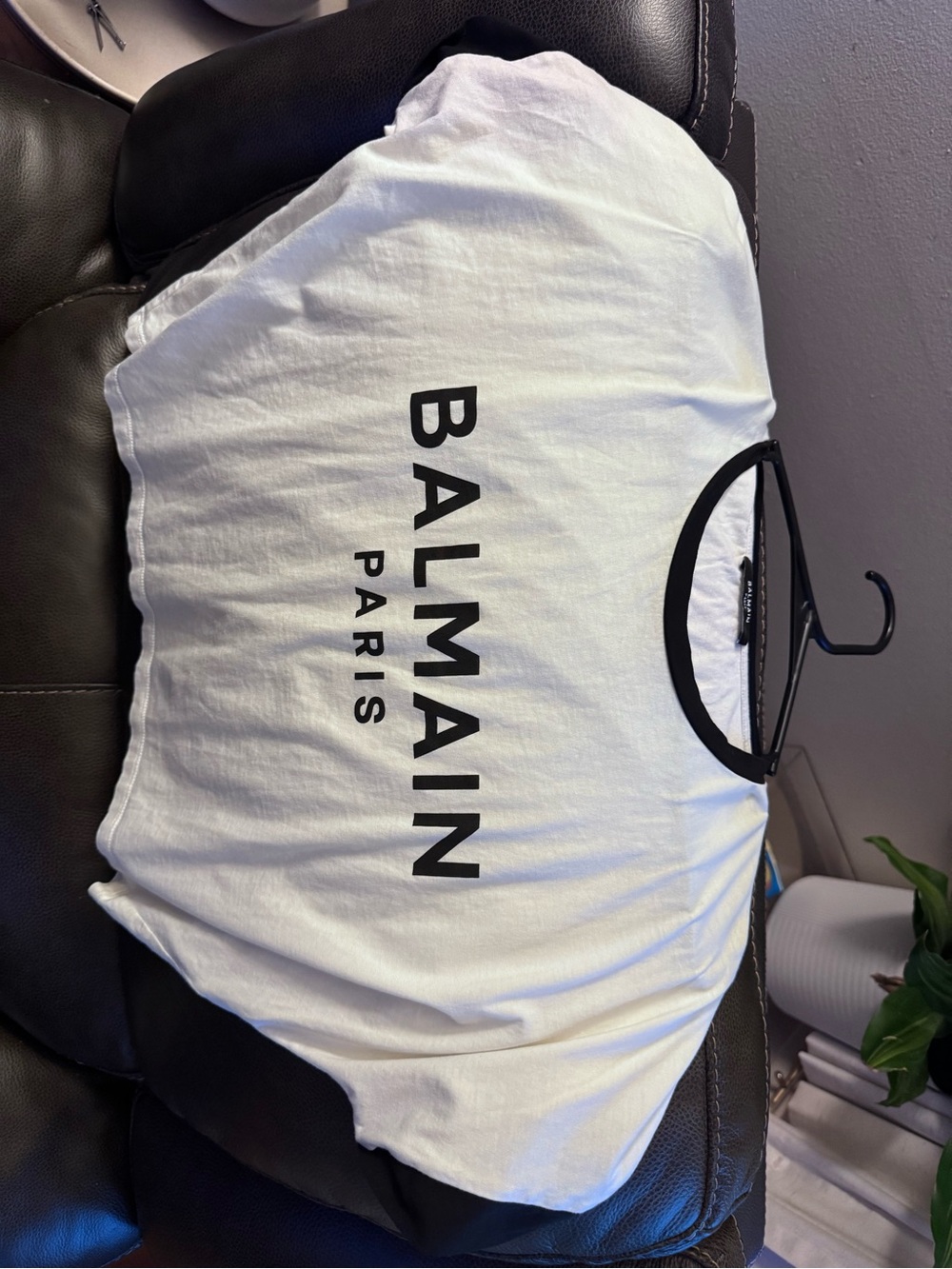 Balmain White Tee with Black Trim and Logo